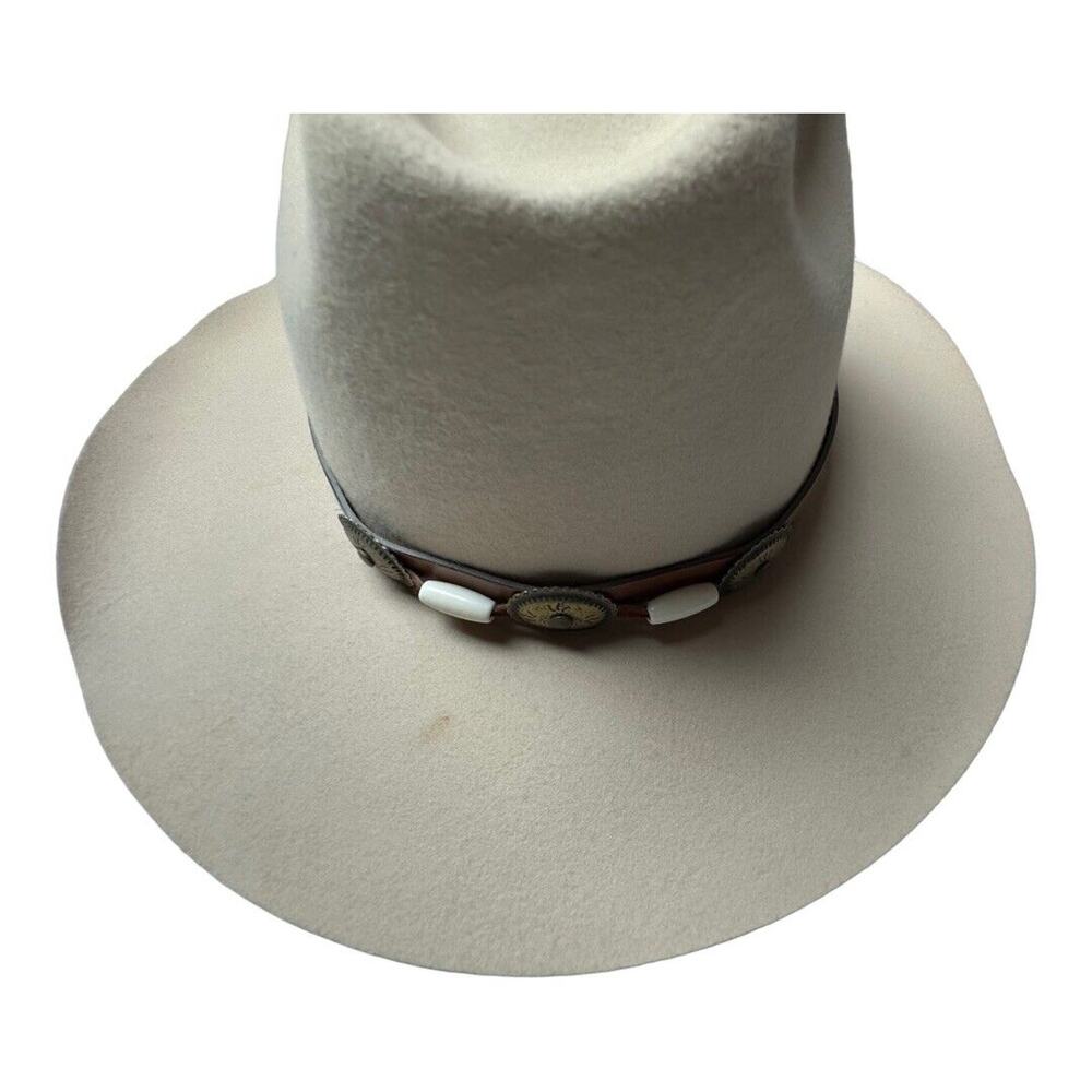 VTG Eddy Bros Cattlemen Yancy Cowboy Hat Sz 7(22) Neutral-100% Wool-Leather Trim